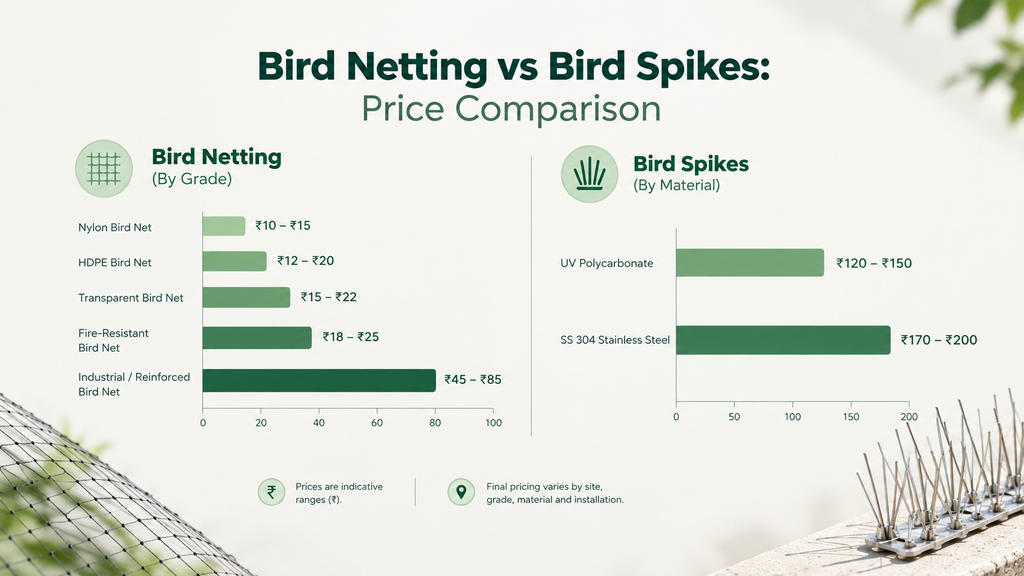Bird Spikes vs Netting: Which Is Right for Your Balcony or Warehouse